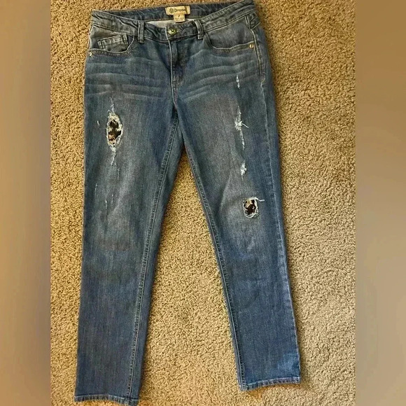 Democracy “Flex”-ellent Distressed Sequin Jeans SZ 8 - Picture 1 of 11